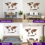 Woodilab Wooden Map of the World for Wall – Large 2D Wood Art Décor with Push Pins | Travel Gift for Wanderlusters & Home Decor Enthusiasts - Image 6