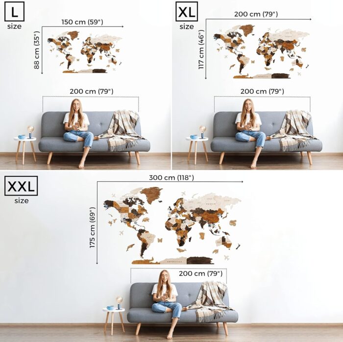 Woodilab Multilayered 3D Wooden World Map – Unique Wall Art & Perfect Travel Gift - Image 4