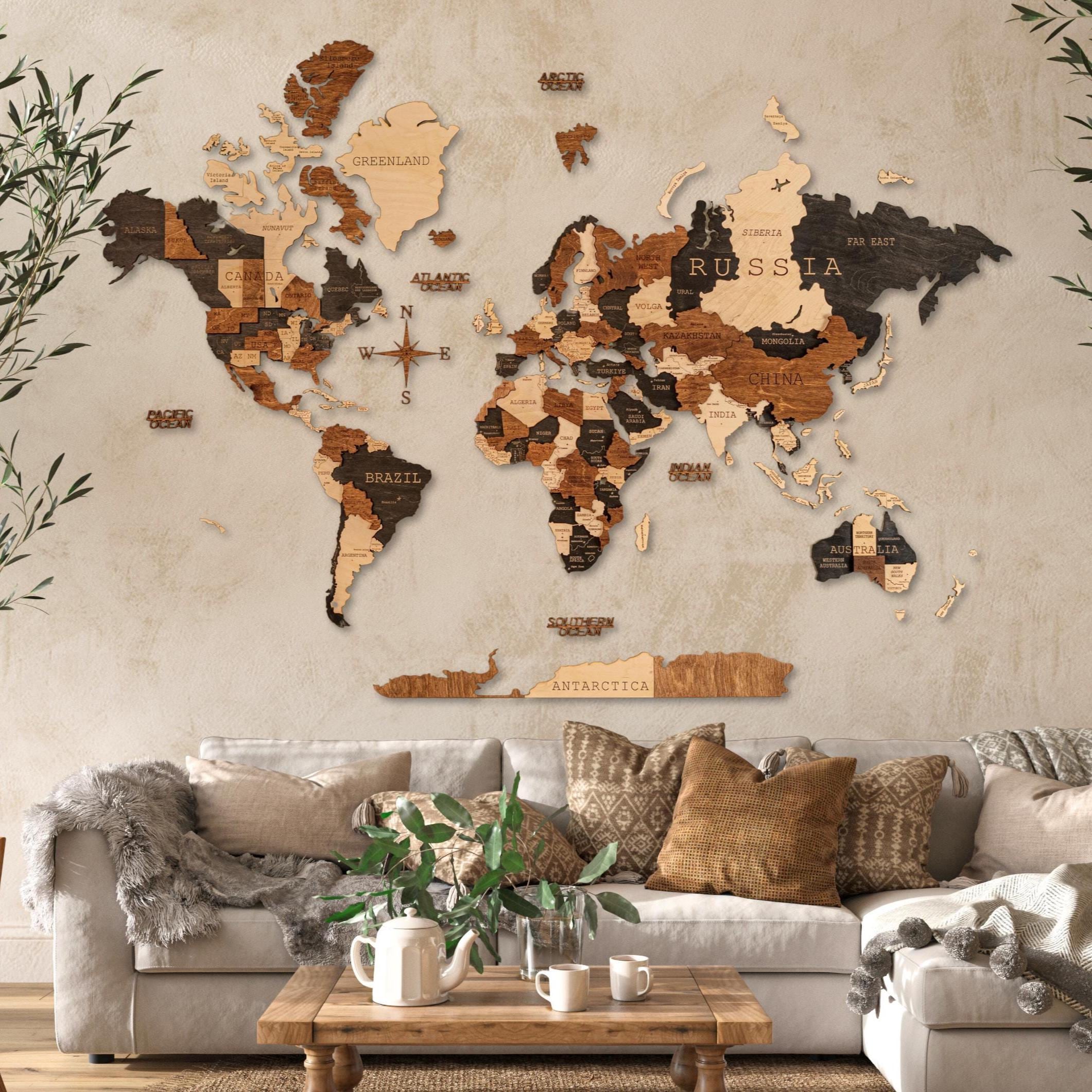 Elevate Your Home Decor with a Stunning Wooden World Map for Wall